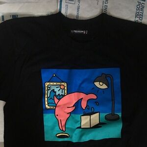 Men’s Rare Pink Dolphin Vintage Y2K Black Short Sleeve T-Shirt Size Medium